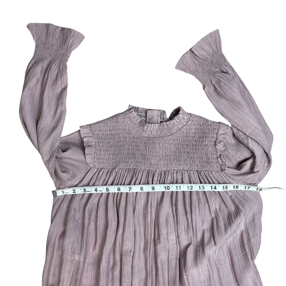 Girls Smocked Neckline Ruffle Dress Long Sleeve Mauve Sz 8 Cottagecore Whimsical - Picture 9 of 9
